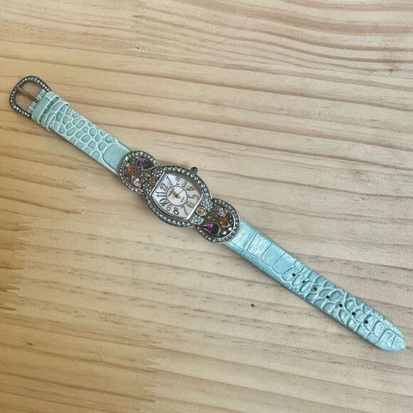 Heidi Daus Pastel Crystal Watch with Aqua Leather Strap main image 8